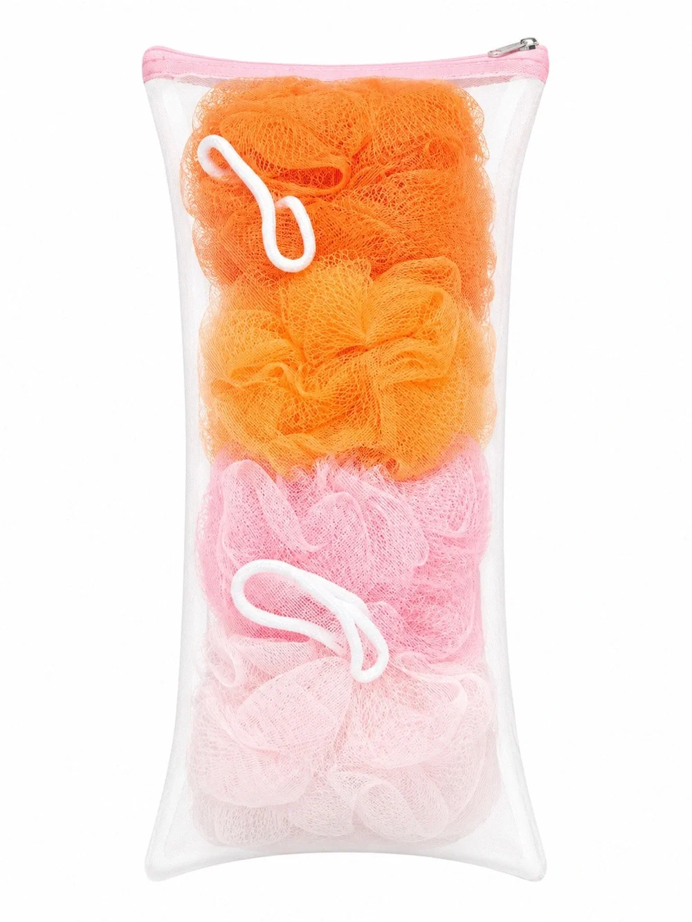 Bath Loofah Set - Pink & Orange, 4-Pack